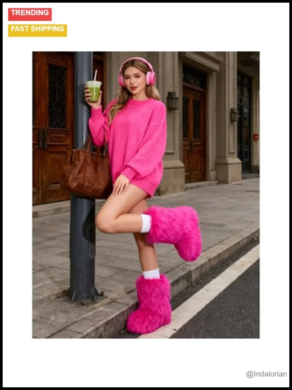 Faux Fur Platform Ankle Boots Winter Snow Fluffy Round Toe Y2k